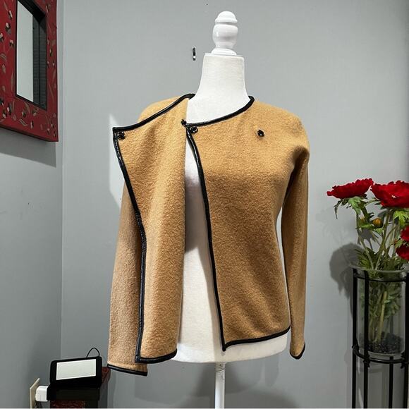 NEW Ann Taylor Wool Two Tone Asymmetrical Academia Blazer Sweater Jacket XSP - Picture 4 of 16